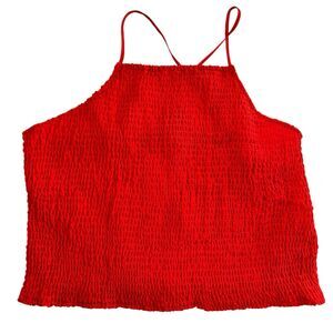 NWT A New Day Red High Neck Smocked Cropped Top Women’s Size XL Holiday Tank